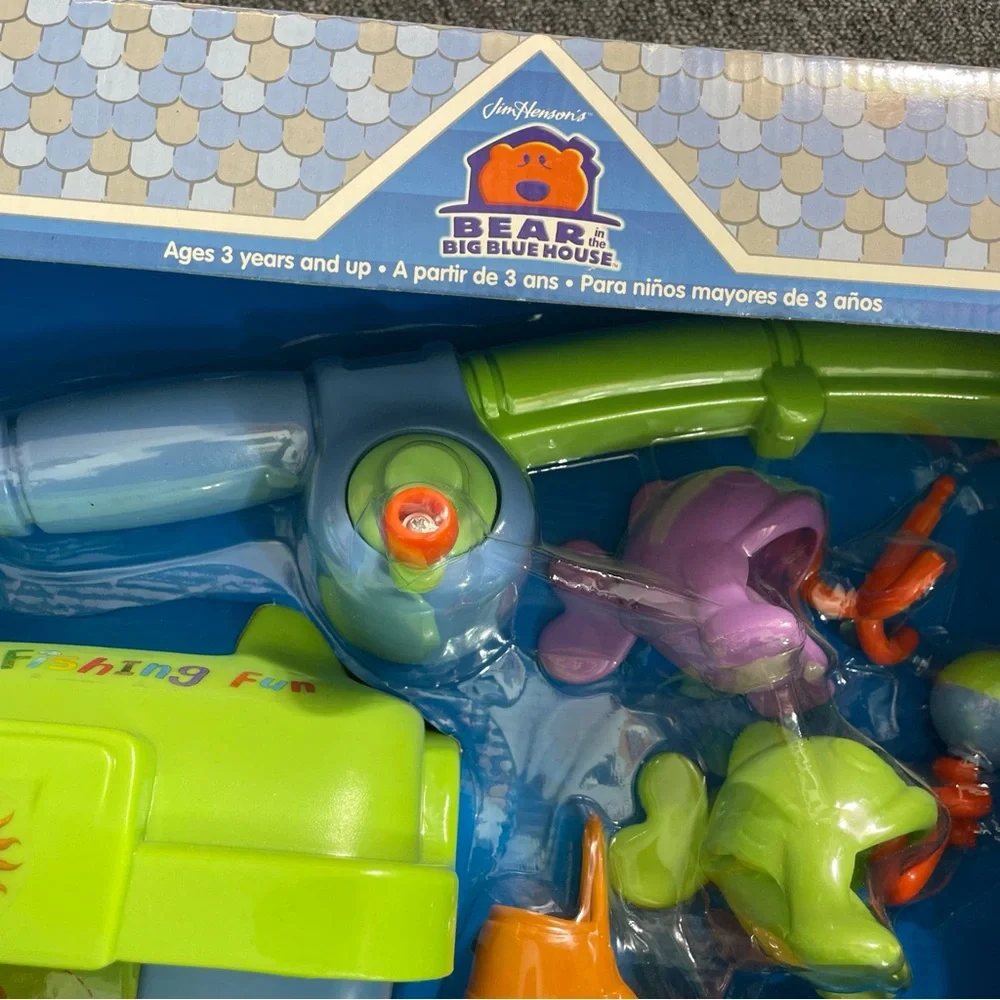 Vtg Disney Bear In The Big Blue House Fishing Set Toy Tackle Box Pole 1990s - Picture 8 of 16